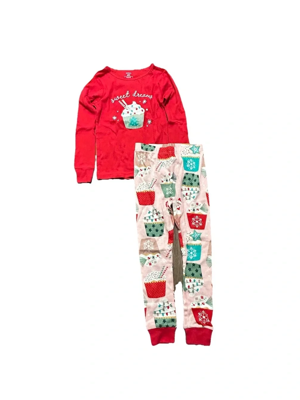 NWOT Toddler Girl Christmas Pajama Set Sweet Dreams Cupcakes Size 5T